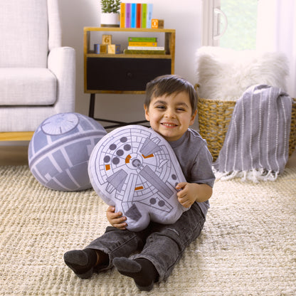 Star Wars Millennium Falcon Shaped Gray and White Plush Toddler Pillow