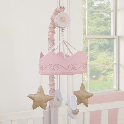 Disney Princess Enchanting Dreams Pink and Gold Crown, Stars, and Slipper Musical Mobile