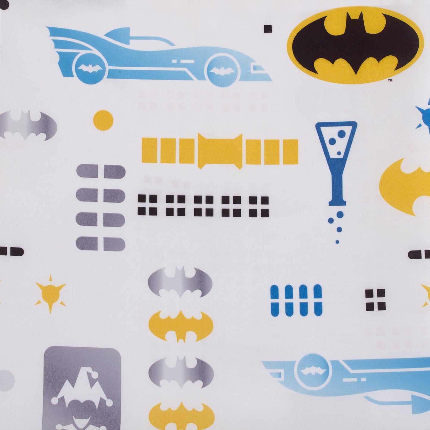 Warner Brothers Batman The Caped Crusader Blue, Yellow and White Bat-Signal and Batmobile Deluxe Easy Fold Toddler Nap Mat
