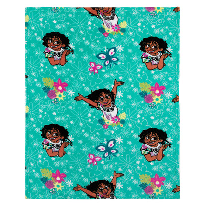 Disney Encanto Tropical Delight Turquoise, Pink, and Teal, Mirabel, Flowers, and Butterflies Super Soft Toddler Blanket