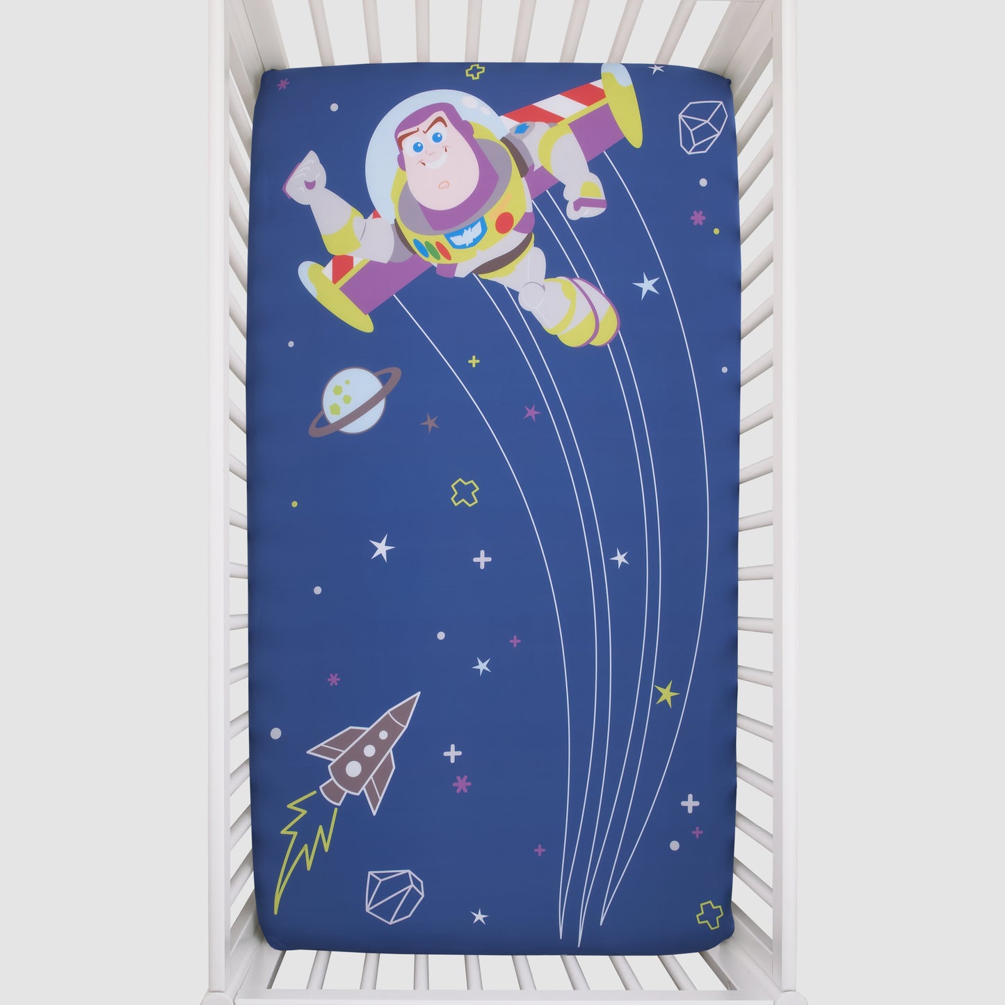 Disney Toy Story Buzz Lightyear - Blue and Green Photo Op Fitted Crib Sheet