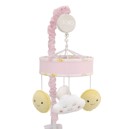 NoJo Happy Days Pink, Yellow and White Plush Sun and Clouds Musical Mobile