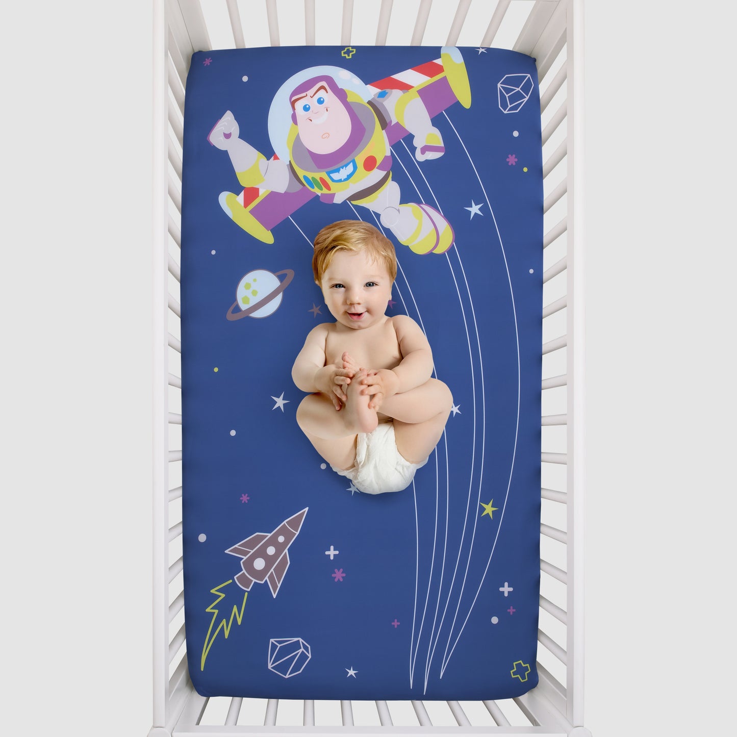 Disney Toy Story Buzz Lightyear - Blue and Green Photo Op Fitted Crib Sheet