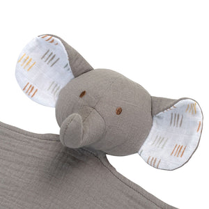 mini by Motherhood - Jungle Nest Muslin Elephant Security Blanket, Gray