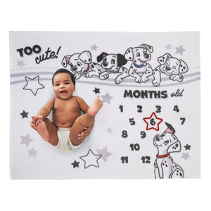 Disney 101 Dalmatians White and Black Too Cute Super Soft Photo Op Milestone Baby Blanket