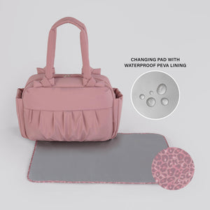 Motherhood Knotted Bows Duffle Diaper Bag, Dusty Rose