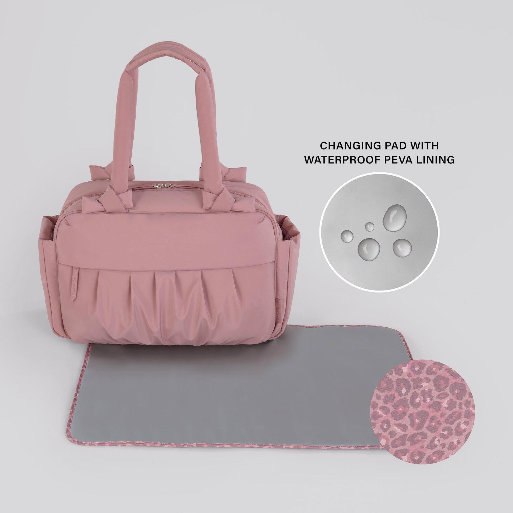 Motherhood Knotted Bows Duffle Diaper Bag, Dusty Rose