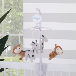 Little Love by NoJo Jungle Ride Grey and Tan Plush Monkey and Giraffe Musical Mobile