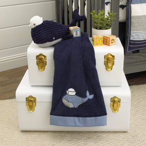Nantucket Adventure Super Soft Blue Baby Whale Blanket