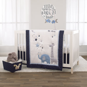 Little Love by NoJo Love you to the Moon and Back Grey and White Round Wood Nursery Wall Decor