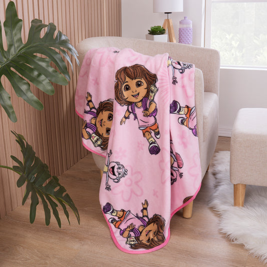 NoJo Dora Adventure Awaits Toddler Blanket, Pink