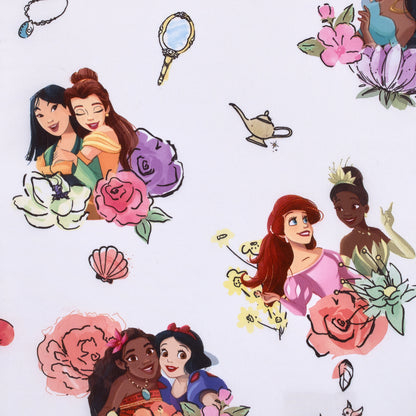 Disney Princesses Courage and Kindness Pink, Blue, and White Ariel, Tiana, Moana, Jasmine, Cinderella, Mulan, Belle, and Snow White Deluxe Easy Fold Toddler Nap Mat