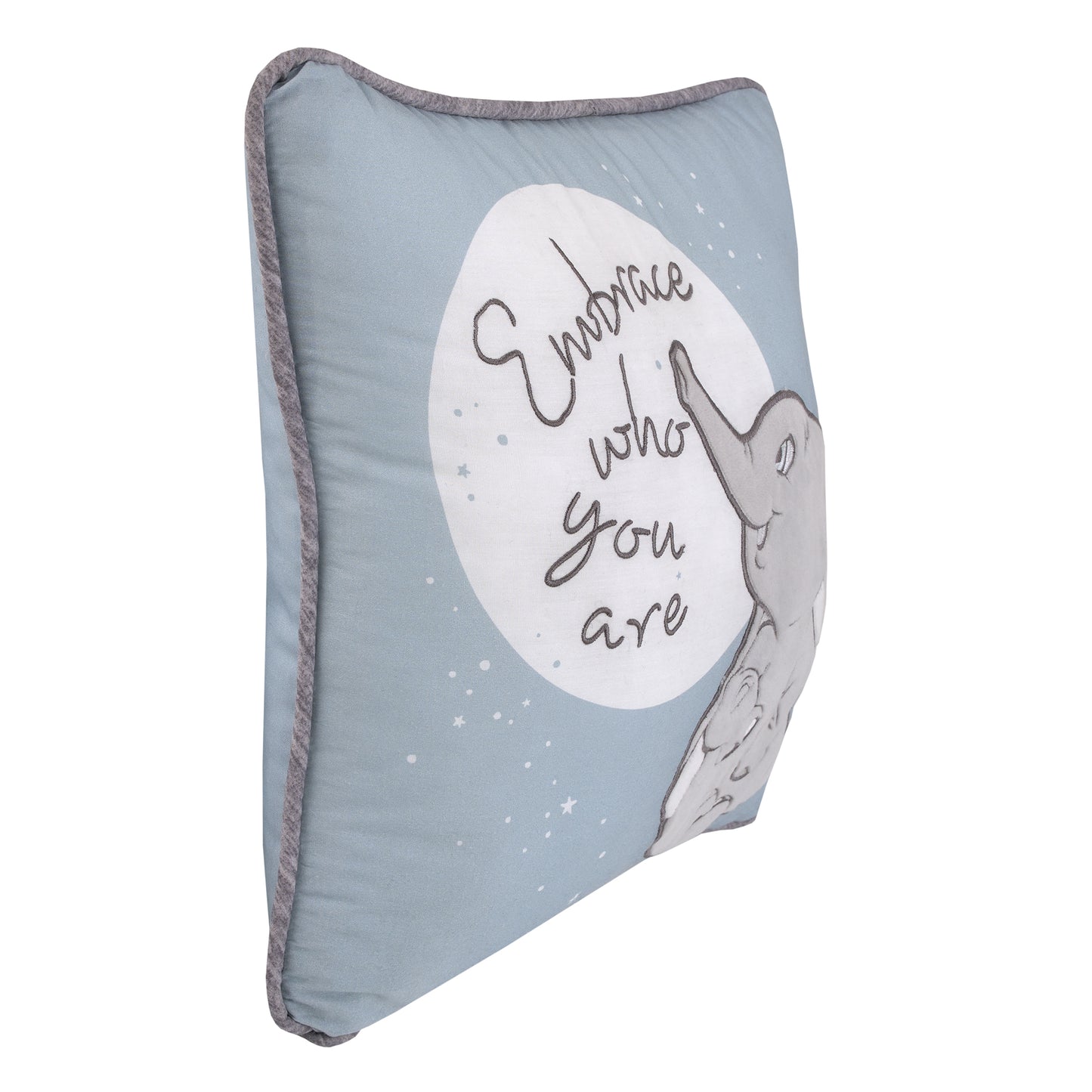 Disney Dumbo Sweet Little Baby Light Blue and White "Embrace Who You Are" Applique Decorative Pillow