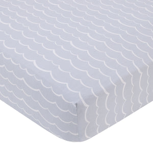 Ever & Ever Marine Navy, Light Blue, Chambray, and White Ocean Friends 3 Piece Nursery Crib Bedding Set - Comforter, Fitted Crib Sheet, and Crib Skirt