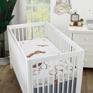 Warner Bros  Harry Potter Magical Moments White and Gold Photo Op Fitted Crib Sheet
