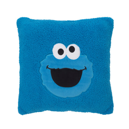 Sesame Street Cookie Monster Blue Super Soft Sherpa Toddler Pillow with Applique