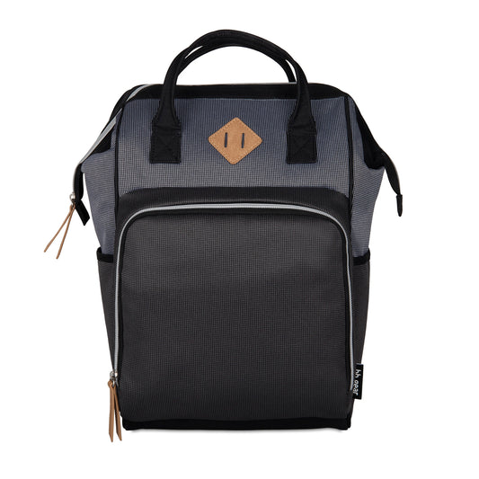 Baby Boom Gear - Clamshell Backpack Diaper Bag, Black, Gray, Tan