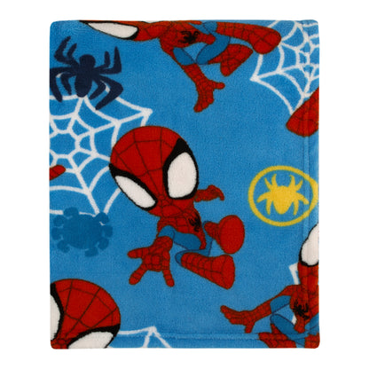 Marvel Spidey and His Amazing Friends Blue, Red and White Spidey Team Super Soft Toddler Blanket