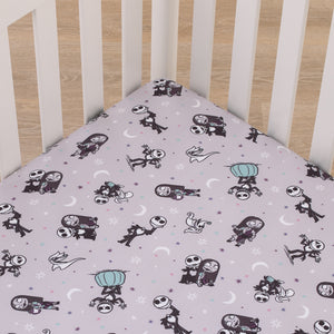 Disney Nightmare Before Christmas Gray, Black, White, and Blue, Jack Skellington Super Soft Nursery Fitted Crib Sheet