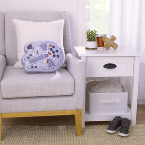 Star Wars Millennium Falcon Shaped Gray and White Plush Toddler Pillow