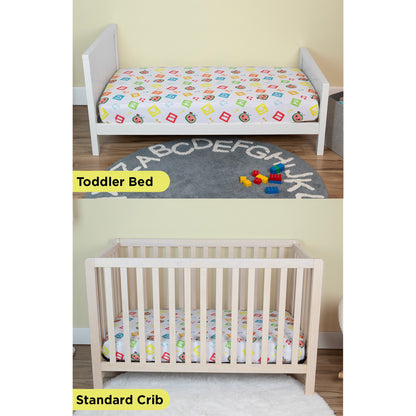 NoJo Cocomelon Learning is Fun 2 Piece Toddler Sheet Set - Includes Fitted Sheet and Reversible Pillowcase