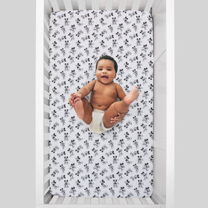 Disney Mickey Mouse - Timeless Mickey White and Black Fitted Crib Sheet