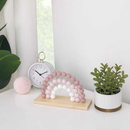 Little Love by NoJo Rainbow Shelfie Pink and Ivory Natural Wood Bead Nursery Décor