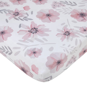 Beautiful Blooms Pink and White Floral Fitted Crib Sheet