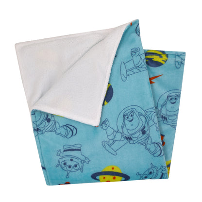 Disney Toy Story Aqua, Lime and Orange Buzz Lightyear Super Soft Sherpa Baby Blanket