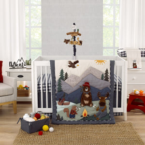 Into the Wilderness Navy and White Check Super Soft Changing Pad Cover