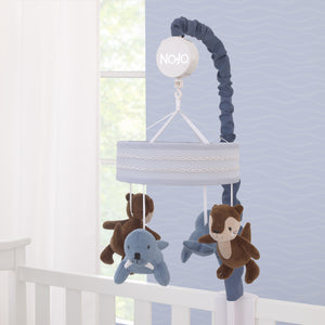 NoJo Arctic Adventure Light Blue and Brown Walrus and Sea Otter Plush Carousel Style Musical Mobile