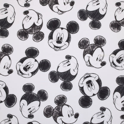 Disney Mickey Mouse - Charcoal Black and White Smiling Mickey Mouse Nursery Fitted Mini Crib Sheet