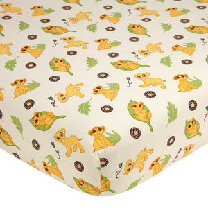 NoJo Disney Lion King Simba's Wild Adventure 7 Piece Nursery Crib Bedding Set - Appliqued Comforter, 2 100% Cotton Fitted Crib Sheets, Crib Skirt with 16