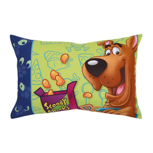 Warner Bros  Scooby Doo - Scooby Dooby Doo Blue, Green, Brown and Orange 4 Piece Toddler Bed Set - Comforter, Fitted Bottom Sheet, Flat Top Sheet, and Reversible Pillowcase