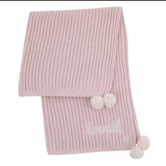 Ever & Ever Loved Pink Chenille Super Soft Pom Pom Baby Blanket with Embroidery