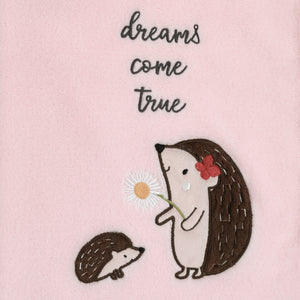 NoJo Keep Blooming Pink and Brown Super Soft Hedgehog 'Dreams Come True' Baby Blanket