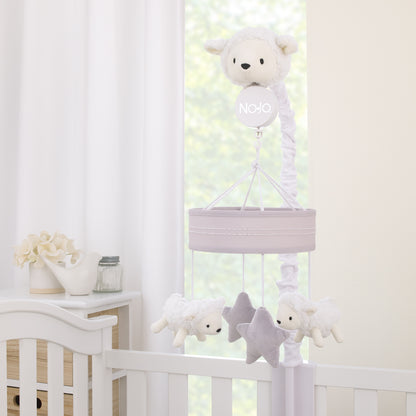 NoJo Plush Sheep Ivory and Gray Stars and Sheep Musical Mobile