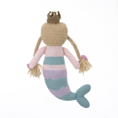 Cuddle Me Aqua/Lavender Mermaid 100% Cotton Knitted Plush Toy - Cassidy