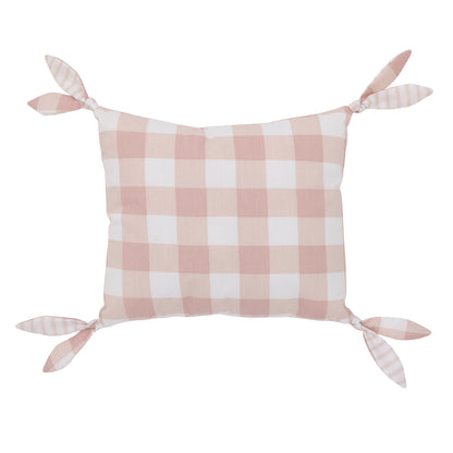 NoJo Farmhouse Chic Pink and White Stripe "Bundle of Sweetness" Decorative Throw Pillow with Knotted Ties