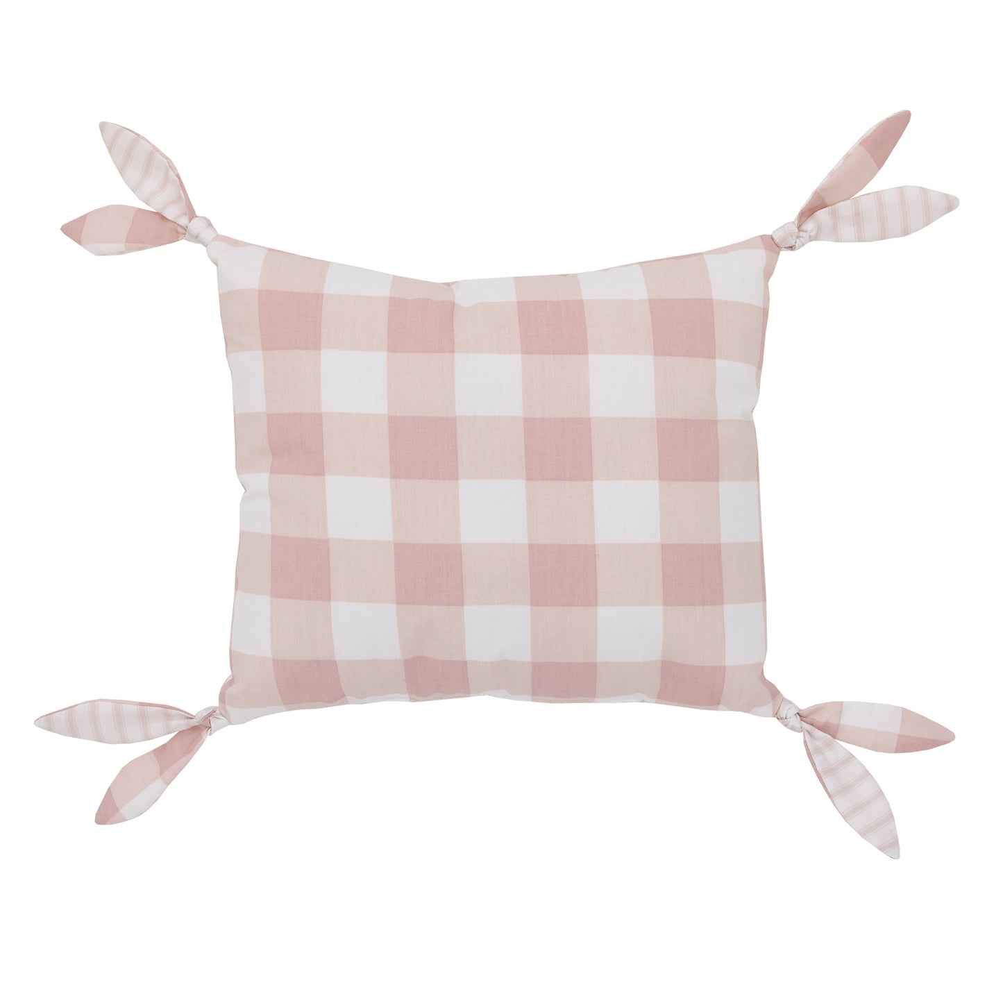 NoJo Farmhouse Chic Pink and White Stripe "Bundle of Sweetness" Decorative Throw Pillow with Knotted Ties