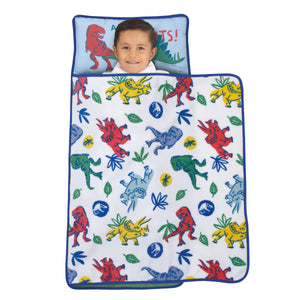 Universal Jurassic World Wild and Free Green, Blue, and Yellow Adventure Awaits Dinosaur Toddler Nap Mat