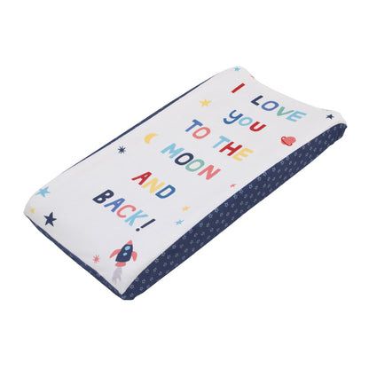 Little Love by NoJo "Love You to The Moon" Navy and Multi Color Cosmic 2 Piece Super Soft Changing Pad Covers