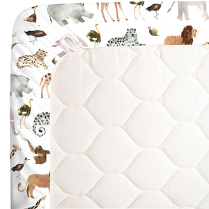 Water Color Jungle Friends Tan, Brown and Grey Super Soft Mini Crib Sheet