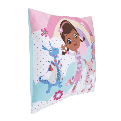 Disney Doc McStuffins Cuddle Team Purple, Pink and Aqua Rainbows and Clouds Super Soft Toddler Pillow