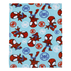 Marvel Spidey Light Blue, Red and White Super Soft Plush Toddler Blanket