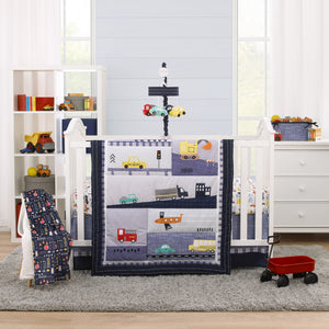 Transportation Trails Navy, Red, and Yellow Stop Light Super Soft Sherpa Baby Blanket