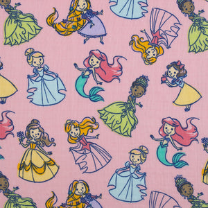 Disney Princesses Pink, Aqua, Lavender, Green, and White 3 Piece Muslin Swaddle Baby Blanket Set