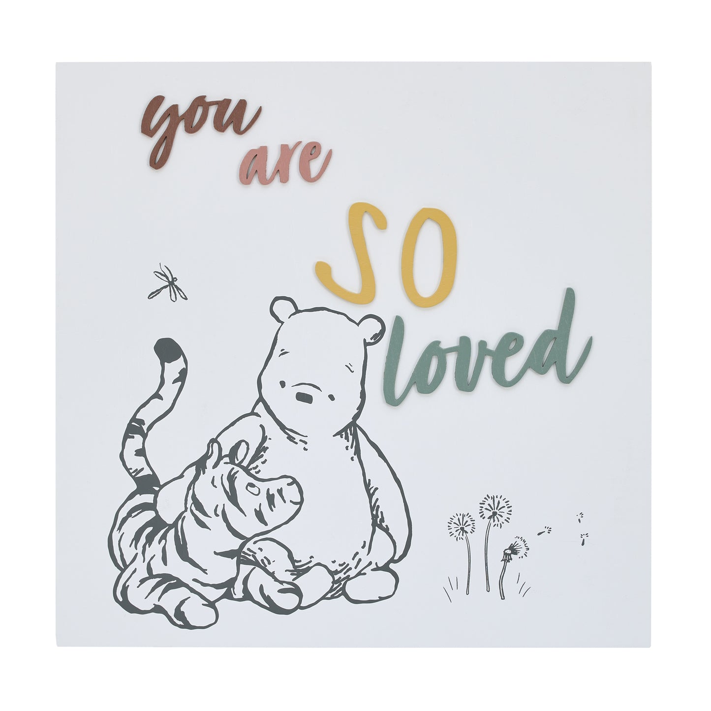 Disney Classic Winnie the Pooh and Tigger You Are So Loved Ivory and Grey Wood Wall Décor