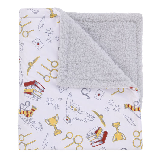 Harry Potter White, Gold, and Red Sherpa Baby Blanket