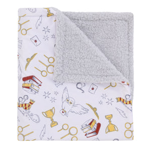 Harry Potter White, Gold, and Red Sherpa Baby Blanket